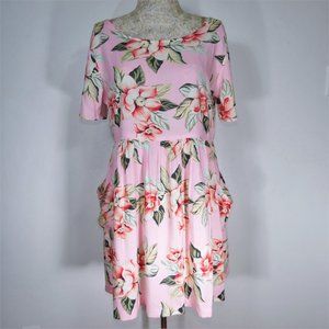 MODA INT'L Vintage 90's Pink Floral Swing Dress